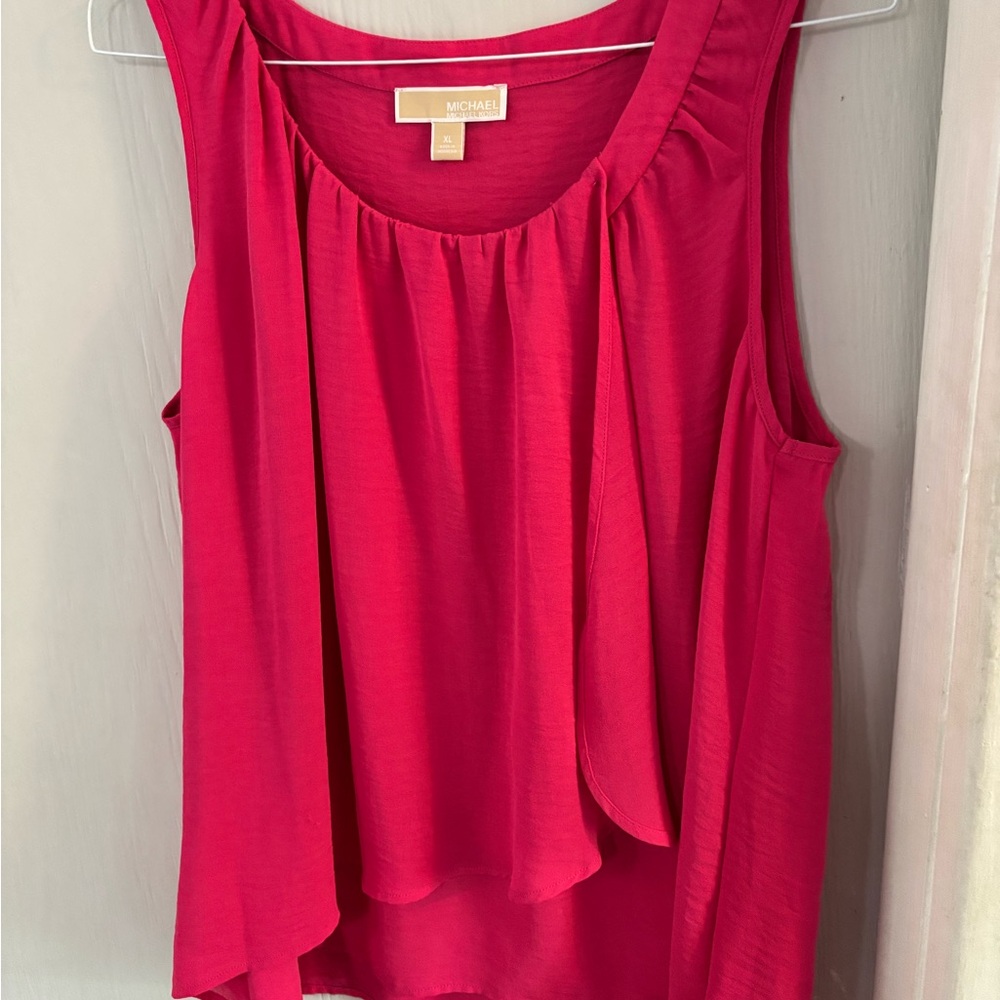 Michael Kors Pink Asymmetrical Sleeveless Tank Top